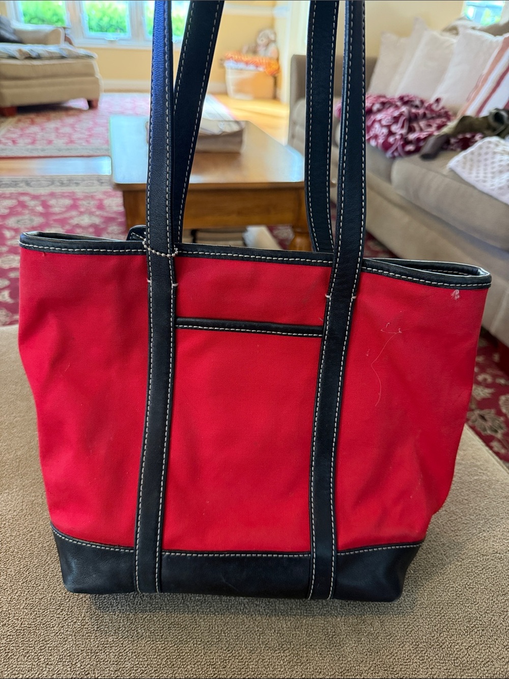 Red Coach 5184 Crossbody Shoulder Bag Brown Leather Trim  (TD)